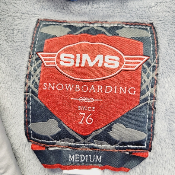 * Sims snowboarding medium jacket blue snowflake print zippers hidden pockets - Picture 8 of 13